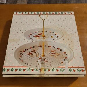 Vintage Tiered Holiday Duck Goose Serving Tray